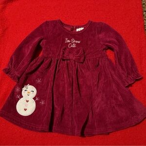 Baby Starters Burgundy Snowman Dress